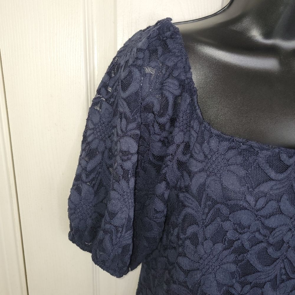 Chelsea28 Nwt Navy Blue Lace Off Shoulder Top Blouse Large — image 3 of 6